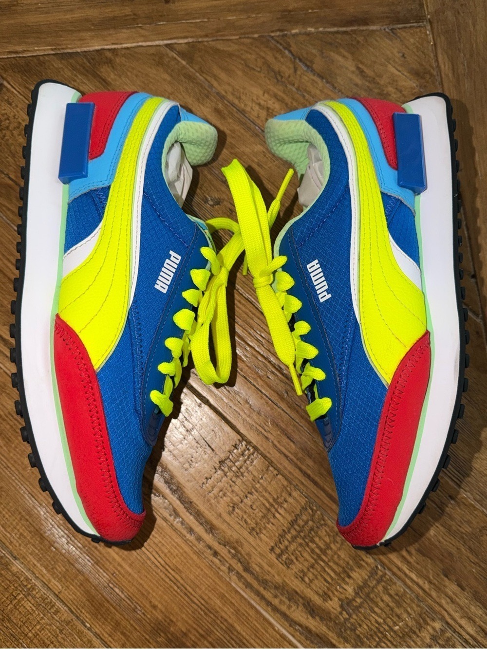 Puma Thunder Spectra OG Chunky Sneakers Men’s 7.5 Red Blue Neon Yellow